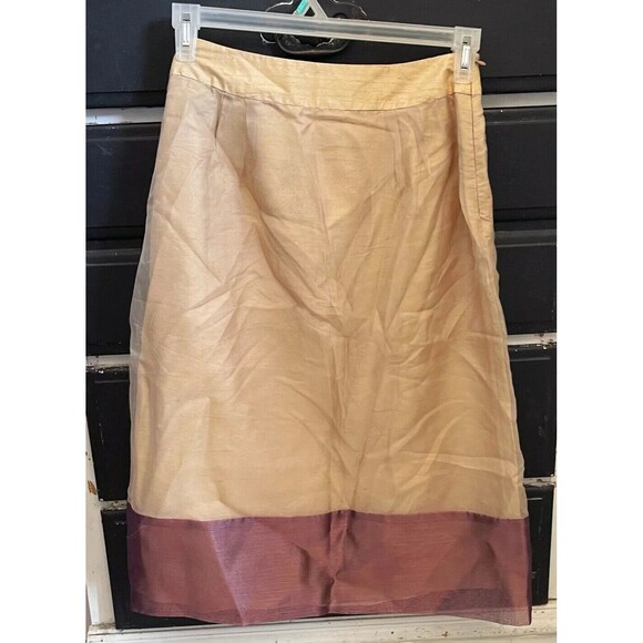 Silk Box Womens Skirt Size 4 Embroidered 100% Silk Midi Button Floral Zipper - Picture 3 of 16